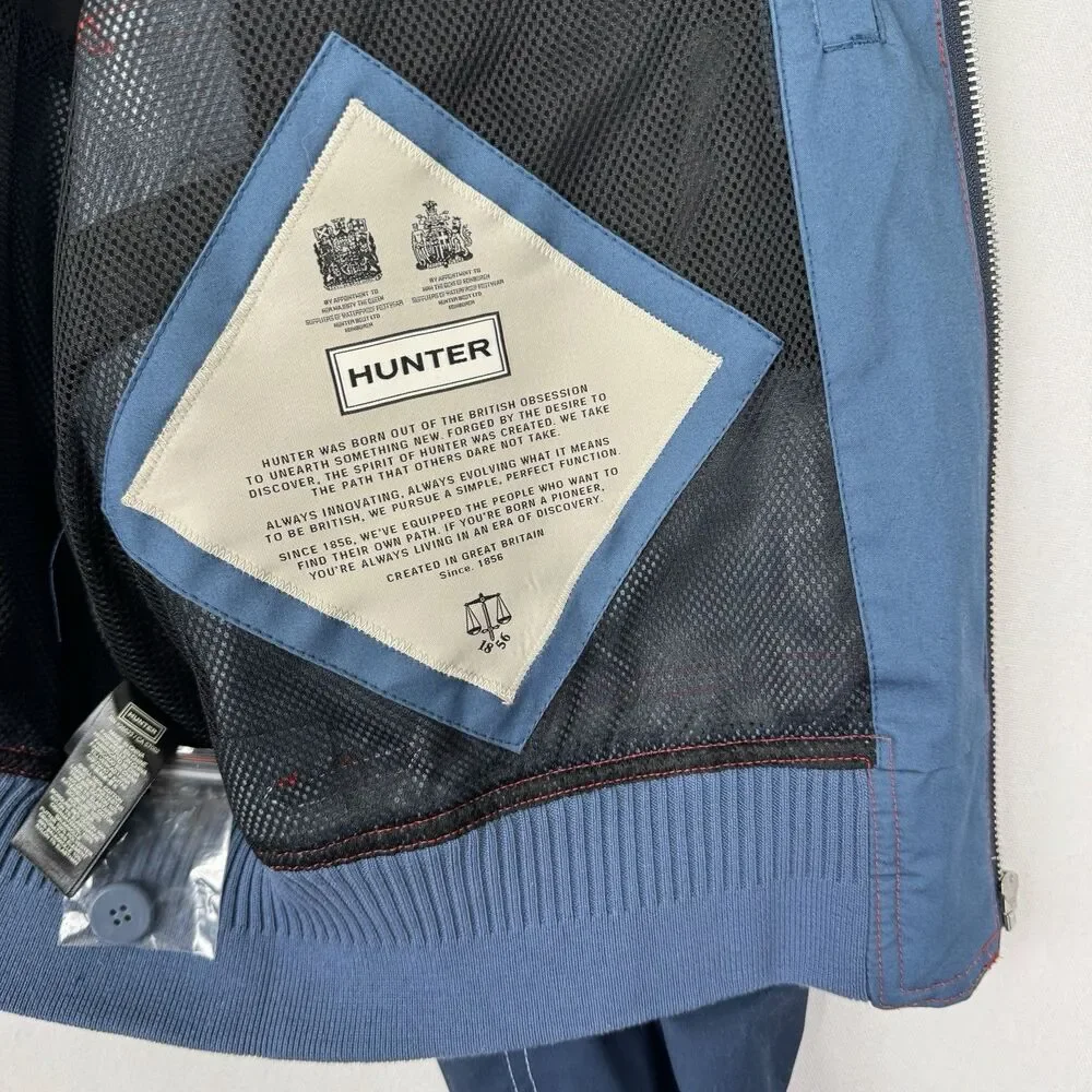 Hunter Jacket Mens Large‎ Blue Full Zip Rain Coat Utility Outdoor Retro Collared